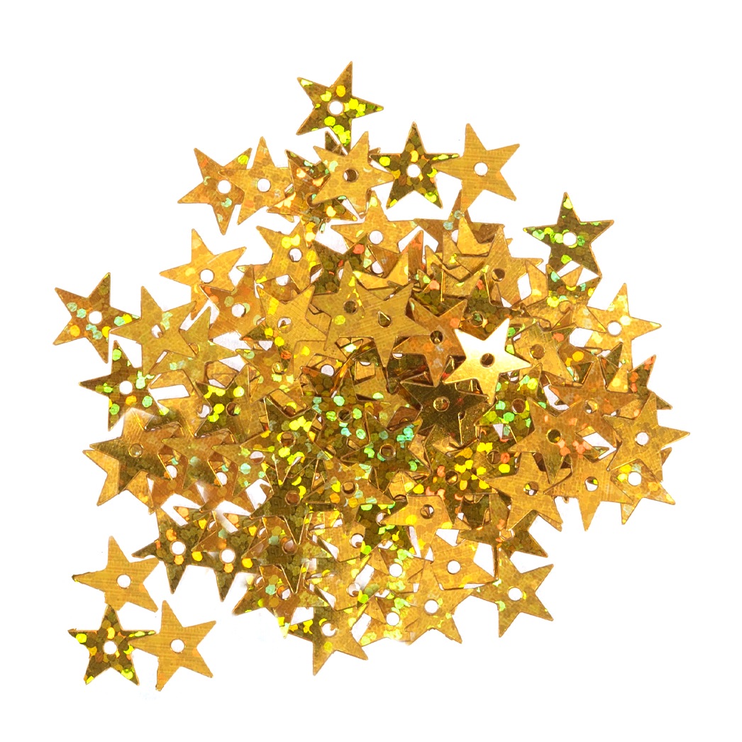 Sequins - Stars - Holographic Gold - 10mm - 3g Pack - Trimits  (TE0010)