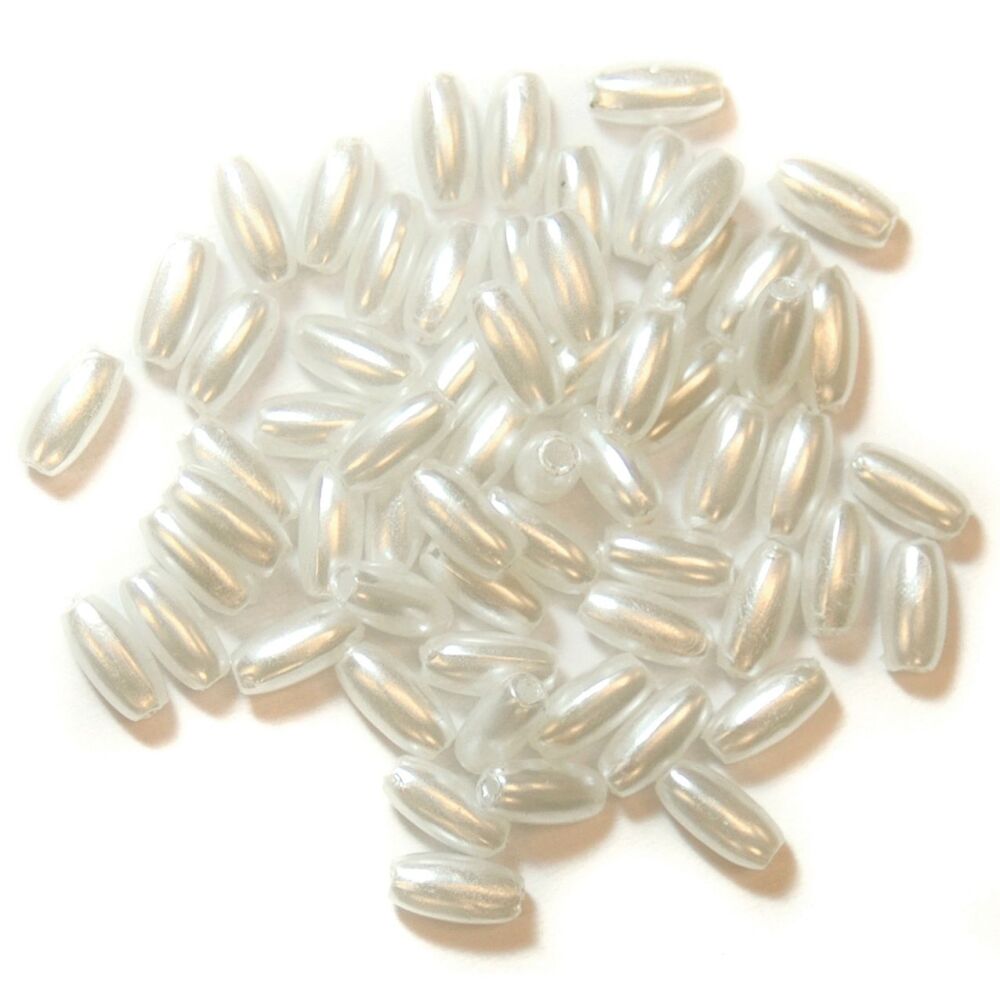 Pearl Beads - Oval - 3mm x 6mm - White - Extra Value Pack of 450 (approx) - Trimits (9236/09)