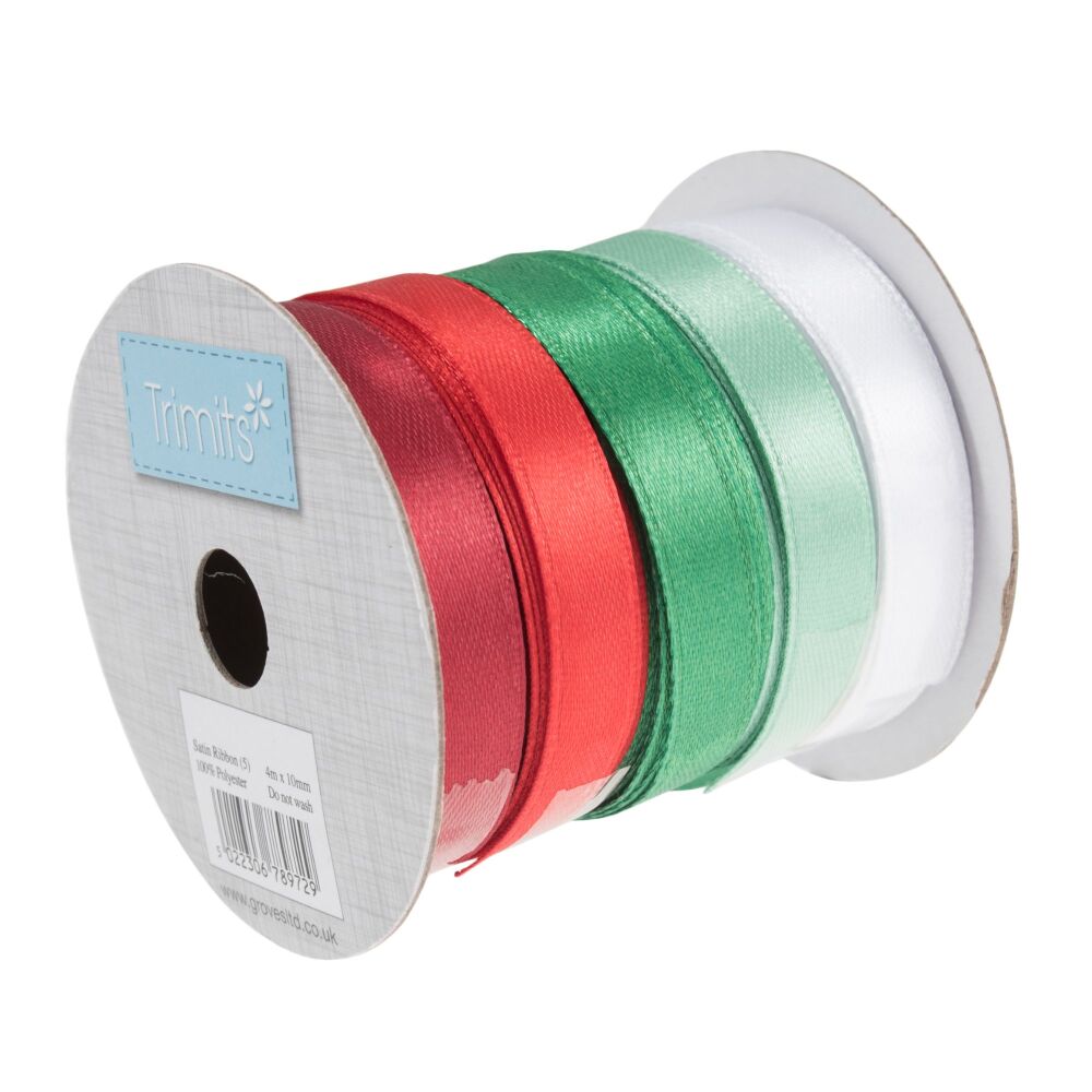 Christmas Ribbon Bundle - Satin - 10mm wide - 5 x 4 metres