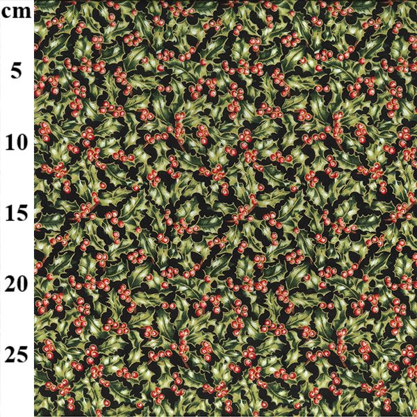 Rose & Hubble - Christmas 53" wide - Holly Berries - Black - No. P389