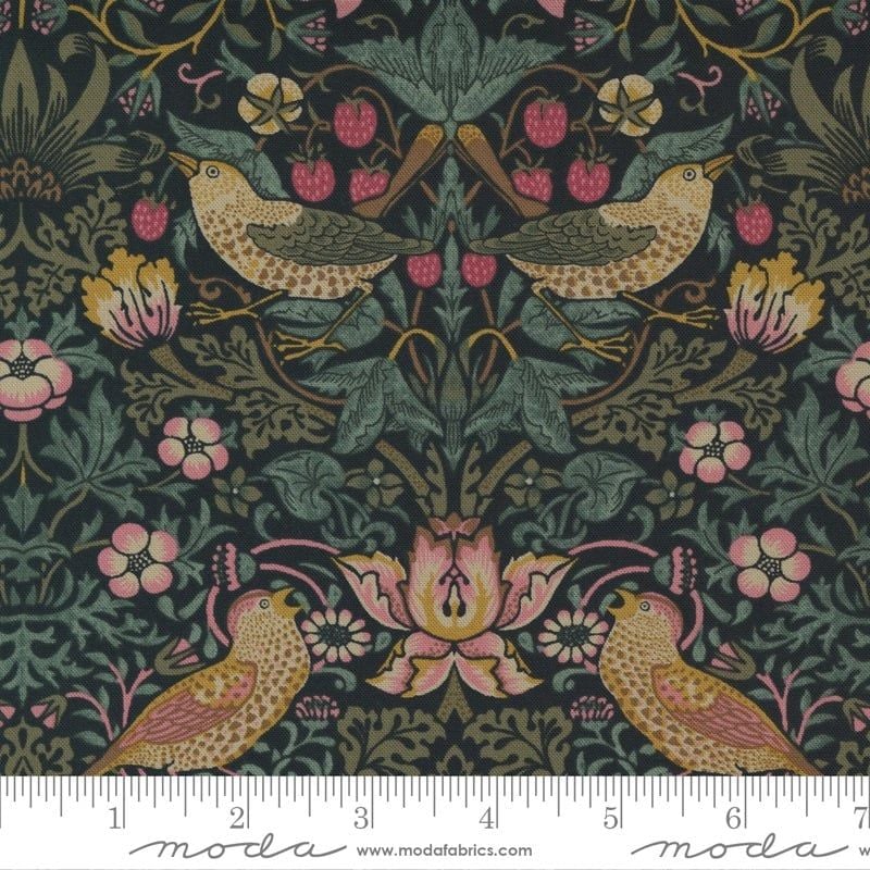 Last Fat Quarter - Best Of Morris by Barbara Brackman - Strawberry Thief - No. 8367 12  (Black) - Moda Fabrics (2 available)