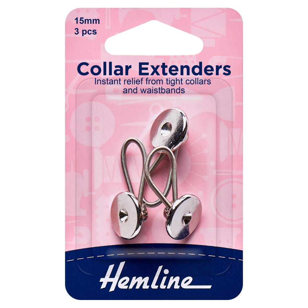 REDUCED TO CLEAR - Collar Expanders - Metal - 15mm - 3 Pieces - Hemline (H896.15)