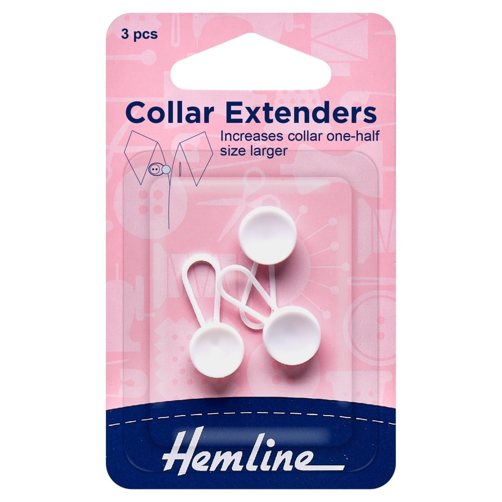 REDUCED TO CLEAR - Collar Extenders - White - 12mm - 3 Pieces - Hemline (H895)