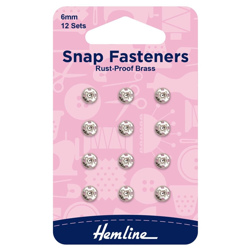 Snap Fasteners - Sew-on - Nickel (Brass) - 6mm - Hemline (H420.6)