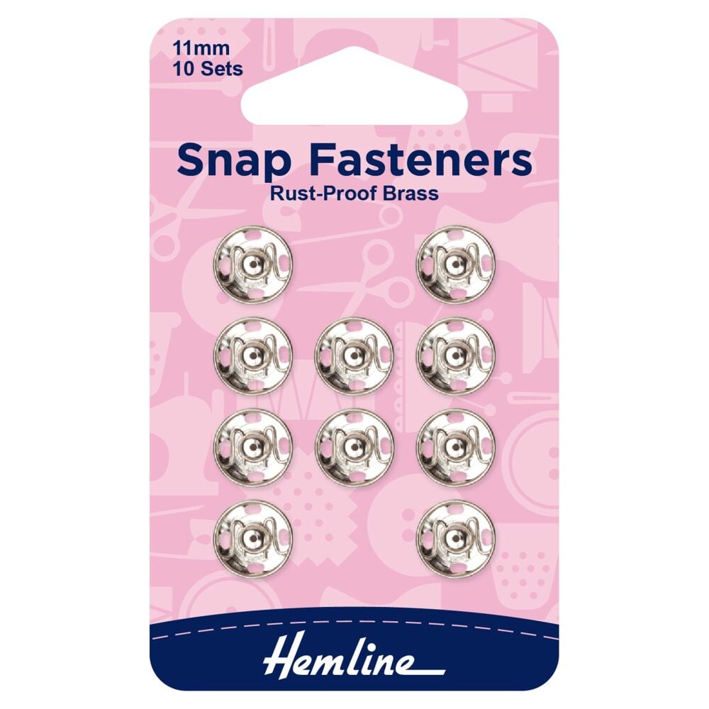 Snap Fasteners - Sew-on - Nickel (Brass) - 11mm - Hemline (H420.11)