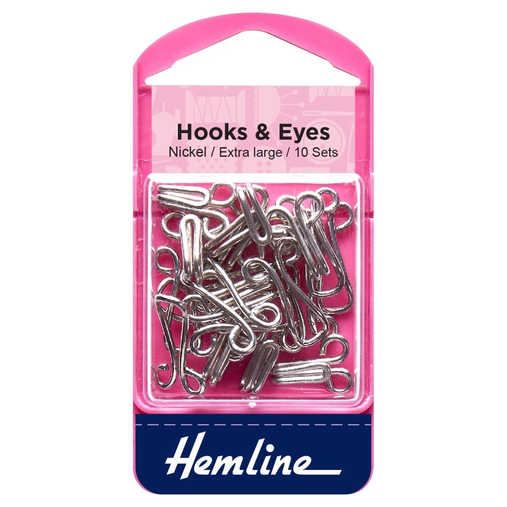 Hooks & Eyes - Nickel (Brass) - Extra Large - Hemline (H400.9)