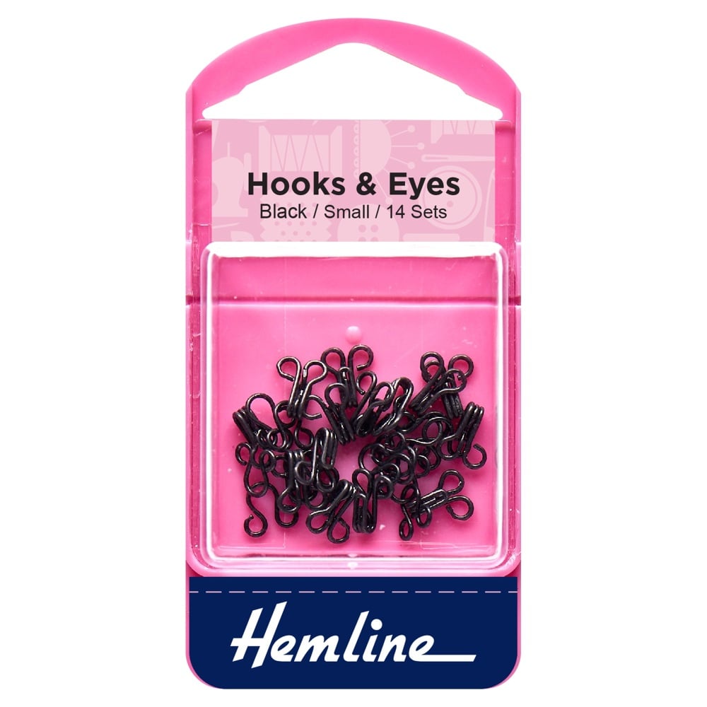 Hooks & Eyes - Black (Brass) - Small - Hemline (H401.1)