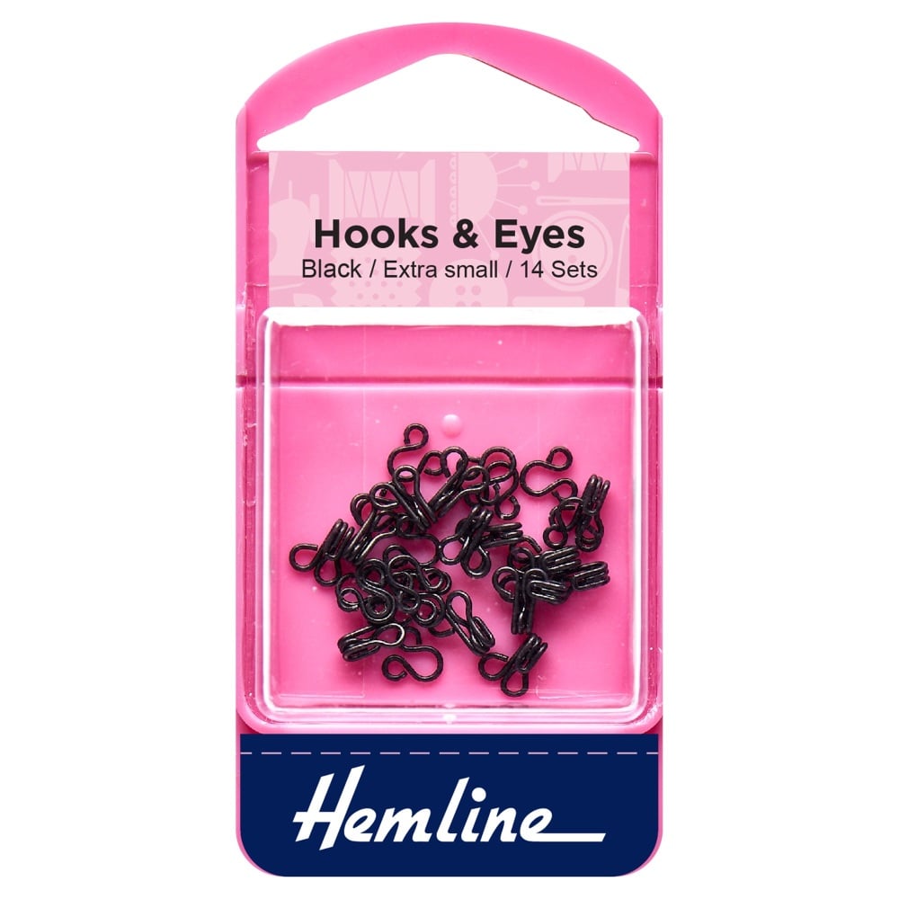 Hooks & Eyes - Black (Brass) - Extra Small - Hemline (H401.0)