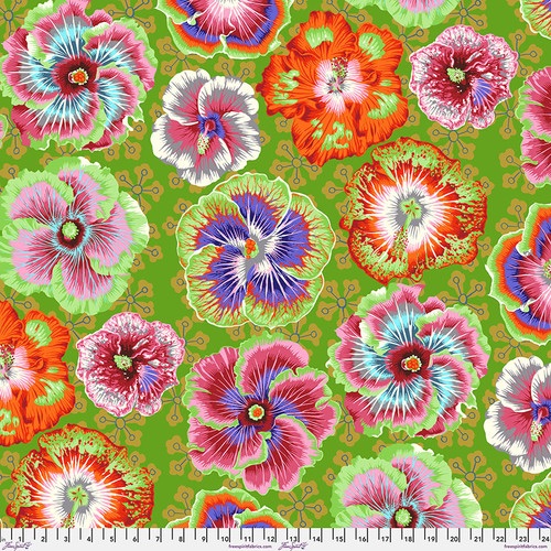 Floating Hibiscus - Green - PWPJ122.GREEN - Kaffe Fassett Collective - Last Fat Quarter (2 available)