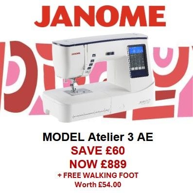 Janome Atelier 3 - 10th Anniversary Edition - save £60 + free walking foot worth £54