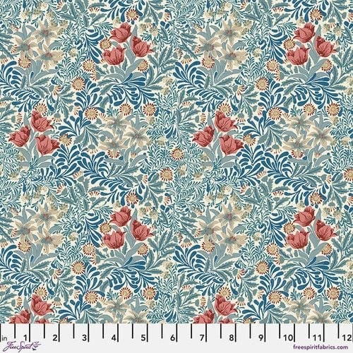 Last Piece - 1 metre length - Morris & Co - Emery Walker - Bower (Indigo) -