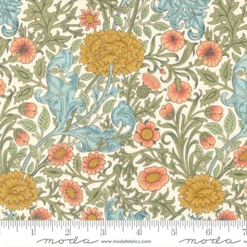 Last Fat Quarter - Morris Meadow by Barbara Brackman - Double Boughs - No. 8371 11 (Porcelain) - Moda Fabrics