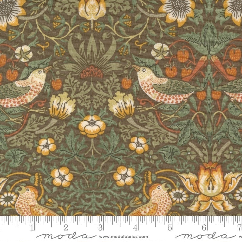 Last Fat Quarter - Best Of Morris by Barbara Brackman - Strawberry Thief - No. 8367 17  (Brown) - Moda Fabrics