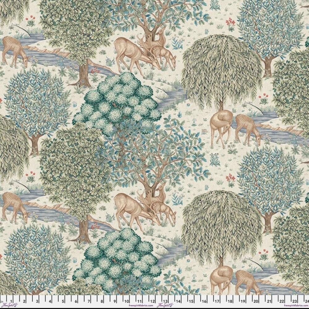 Last Fat Quarter - Morris & Co - Cotswold Holdiay - The Brook - Cream - PWWM051.CREAM - Free Spirit Fabrics