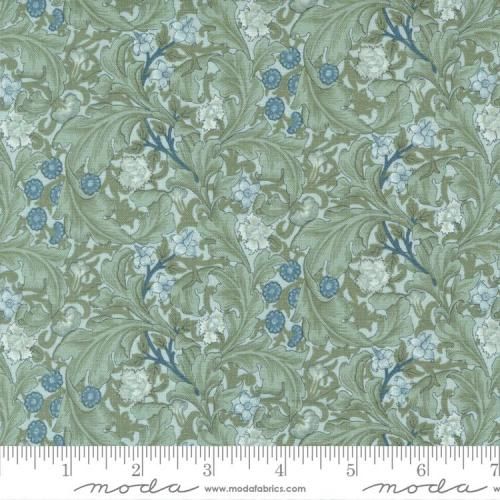 Last Fat Quarter - Morris Meadow by Barbara Brackman - Leicester - No. 8374 16 (Aquamarine) - Moda Fabrics