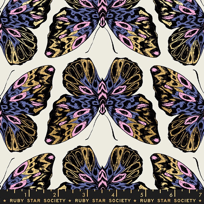 Last Fat Quarter - Moda - Tiger Fly by Ruby Star Society - Metallic Butterfly - No. RS2014 15M (Shell)