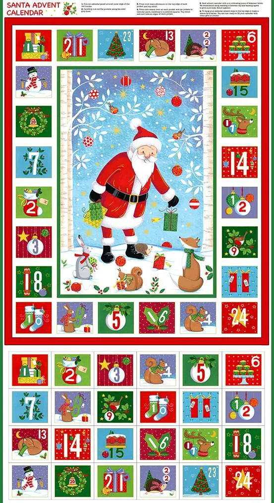 Makower - Merry Christmas Santa - Advent Panel - 2486/1
