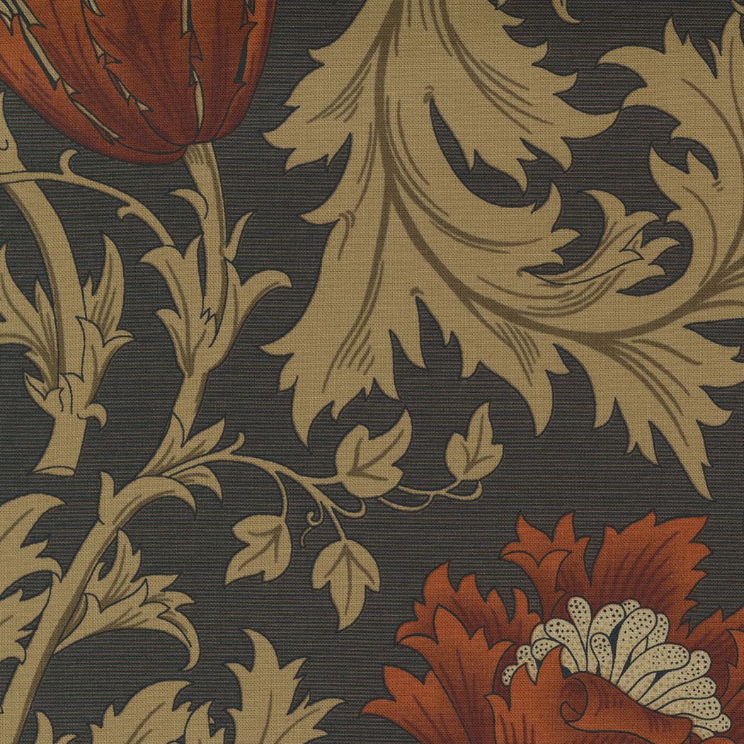 Last Fat Quarter - Best Of Morris by Barbara Brackman - Anemone  - No. 8366 12  (Black) - Moda Fabrics