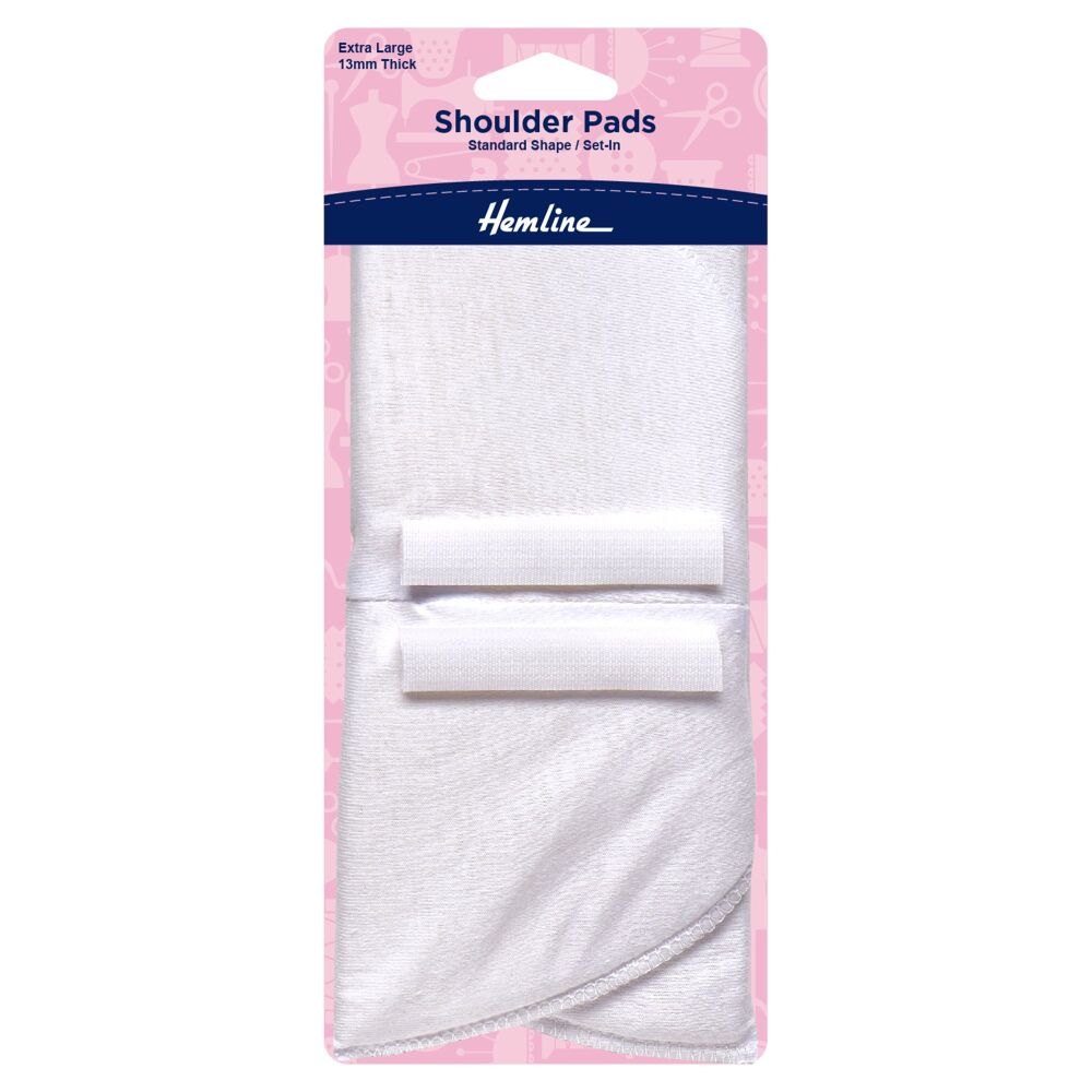 REDUCED TO CLEAR - Shoulder Pads - Standard Set-in - Extra Large - White - Hemline (H902.XL)