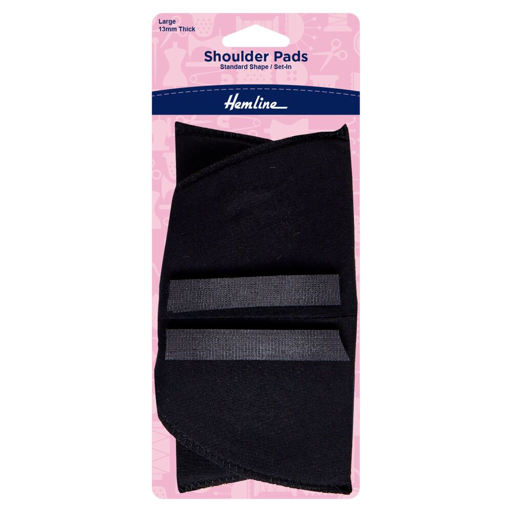 REDUCED TO CLEAR - Shoulder Pads - Standard Set-in - Large - Black - Hemline (H902.LB)