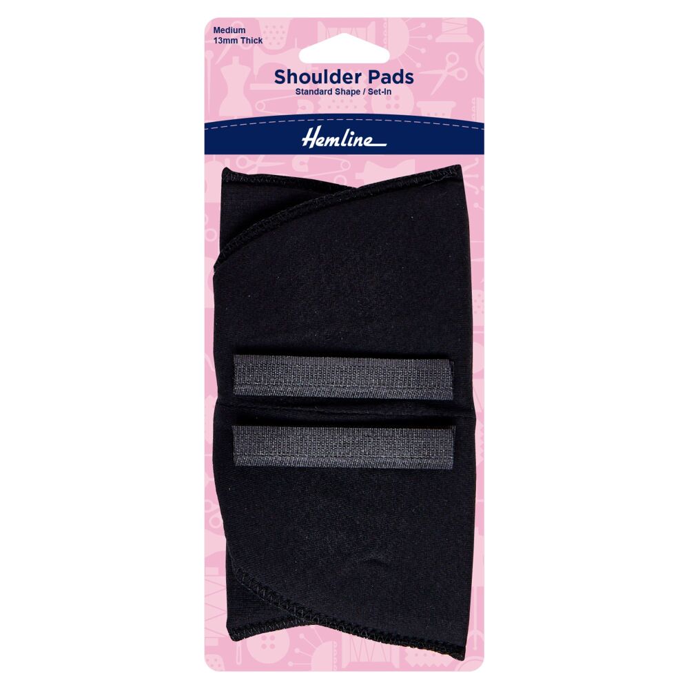 REDUCED TO CLEAR - Shoulder Pads - Standard Set-in - Medium - Black - Hemline (H902.MB)