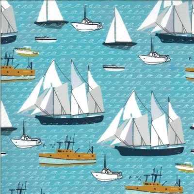 Last Piece - 35cm length - Moda - Lakeside Story Digital - Boats - 13352 17