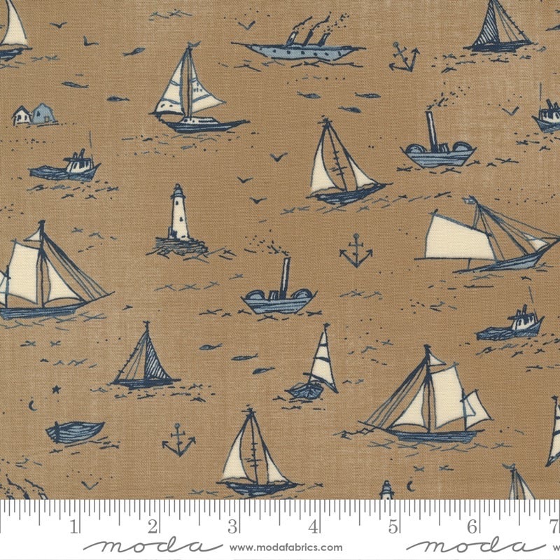 Last Fat Quarter - Moda - To The Sea - Boats - No. 16930 17 (Sand)