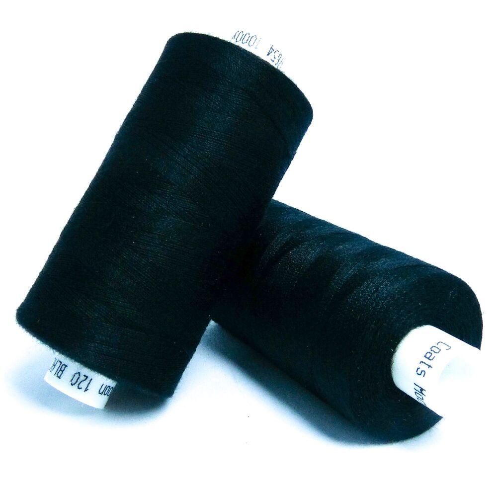 Coats Moon 120 Polyester Thread - Col. Black - 1000 yards (1 spool)