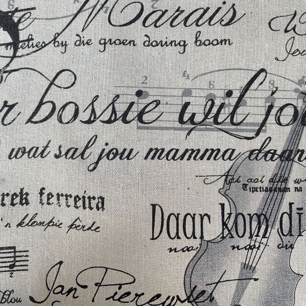 Hessian-style Printed Fabric - Musical Score