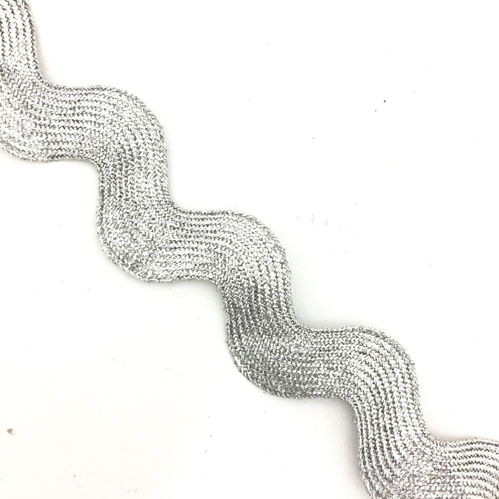 Ric Rac Trim - Jumbo - Metallic - Silver - 40mm wide