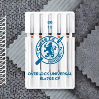 ELx705 CF (Chrome Finish ) Needles - Overlock Universal - Size 80/12 - Pack of 5 - Schmetz