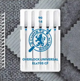 ELx705 CF (Chrome Finish) Needles - Overlock Universal - Size 90/14 - Pack of 5 - Schmetz