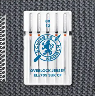 ELx705 SUK CF (Chrome Finish) Needles - Overlock Jersey - Size 80/12 - Pack of 5 - Schmetz