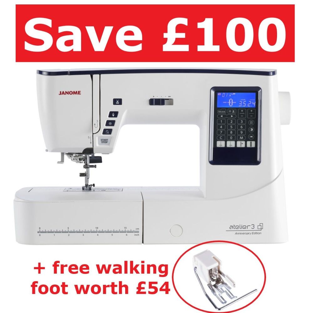 Janome Atelier 3 - 10th Anniversary Edition - save £100 + free walking foot worth £54
