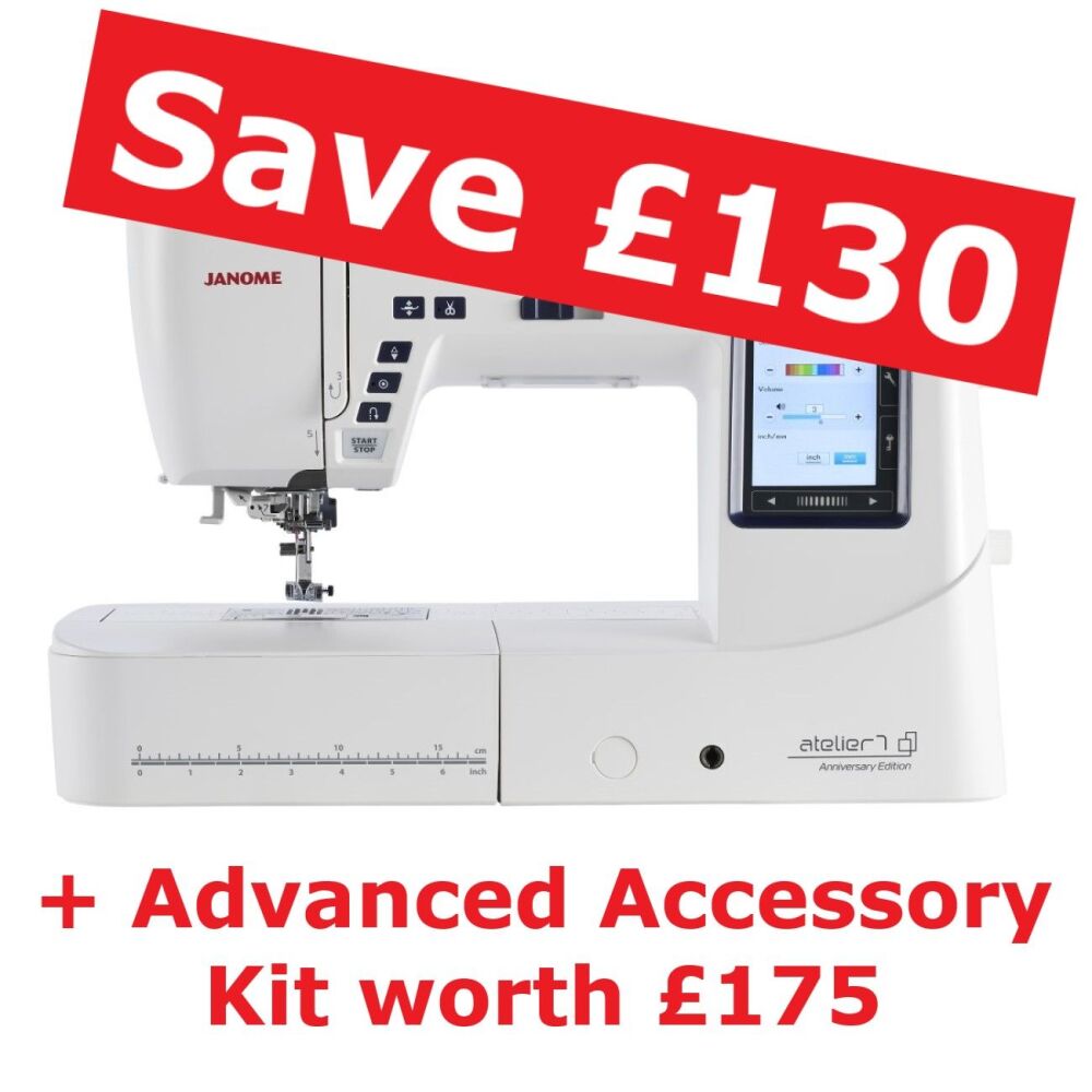 Janome Atelier 7 - 10th Anniversary Edition - save £130 + advanced accessory kit worth £175