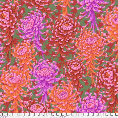 *COMING SOON - NOT YET AVAILABLE TO PURCHASE* - Spider Mums - Red - PWPJ135.RED - Kaffe Fassett Collective