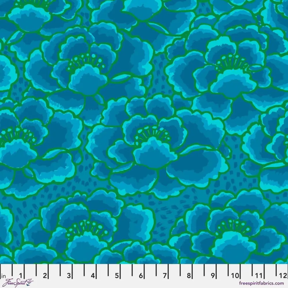 Tonal Floral - Turquoise - PWGP197.TURQUOISE - Kaffe Fassett Collective - Last Fat Quarter (2 available)