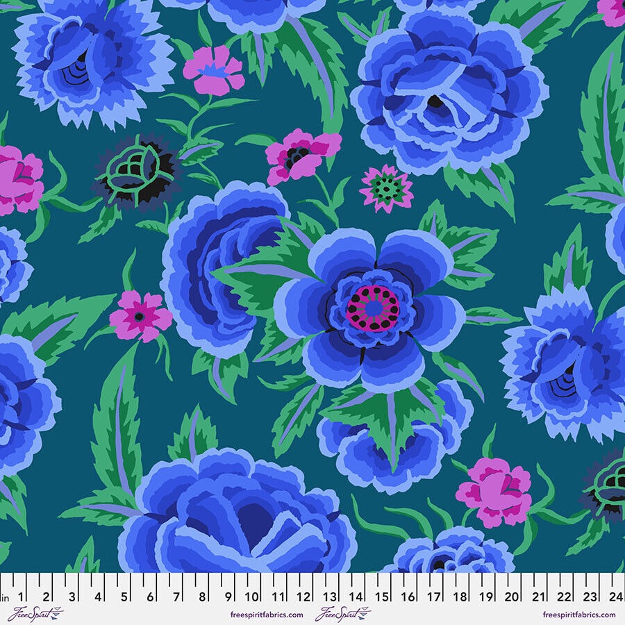 Embroidered Shawl - Blue - PWGP106.BLUE - Kaffe Fassett Collective - Last Fat Quarter