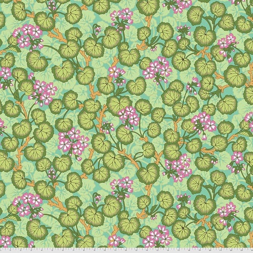 Climbing Geraniums - Green - PWPJ110.GREEN - Kaffe Fassett Collective - Last Fat Quarter (2 available)