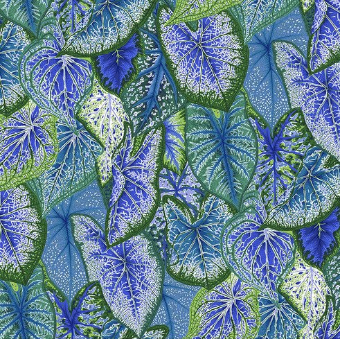 Caladiums - Blue - PWPJ108.BLUE - Kaffe Fassett Collective - Last Fat Quarter