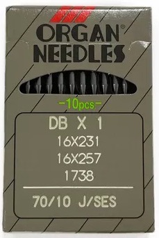 Industrial Machine Needles - ORGAN DB x 1 - Size 70/10 J/SES - Pack of 10