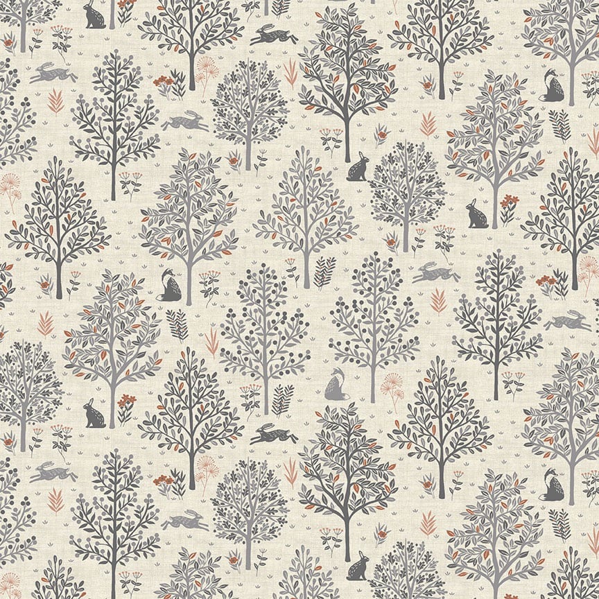 Last Fat Quarter - Makower - Hedgerow - Trees No. 2416/S (Grey)