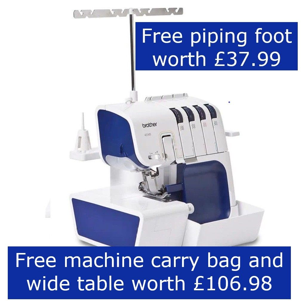 Brother 4234D Overlocker - free carry bag, wide table and piping foot