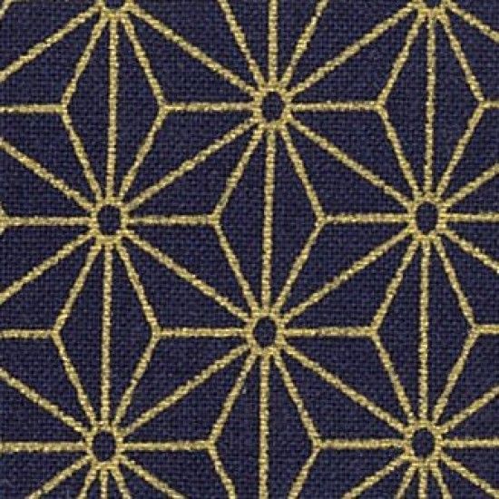 Japanese Fabric - Minna - Asanoha (Hemp Leaves) - Navy / Gold (No. 105) - Nutex Fabrics