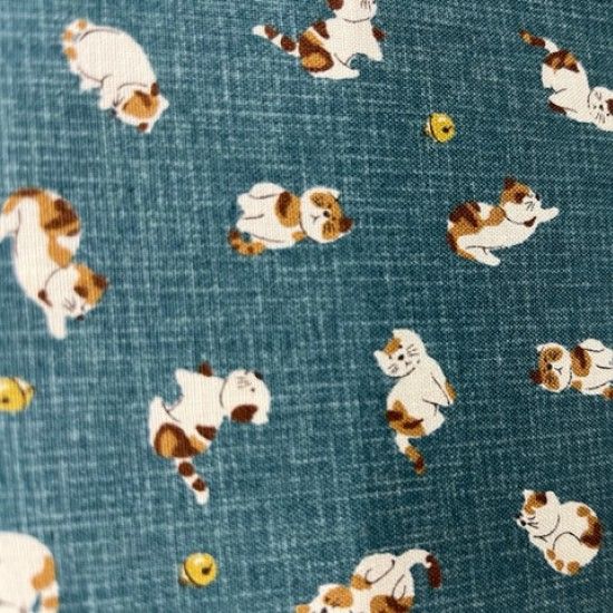 Japanese Fabric - Yachi - Cats - Teal (No. 106) - Sevenberry Fabrics