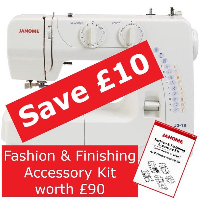 Janome J3-18 - save £10  plus free Fashion & Finishing kit worth £90