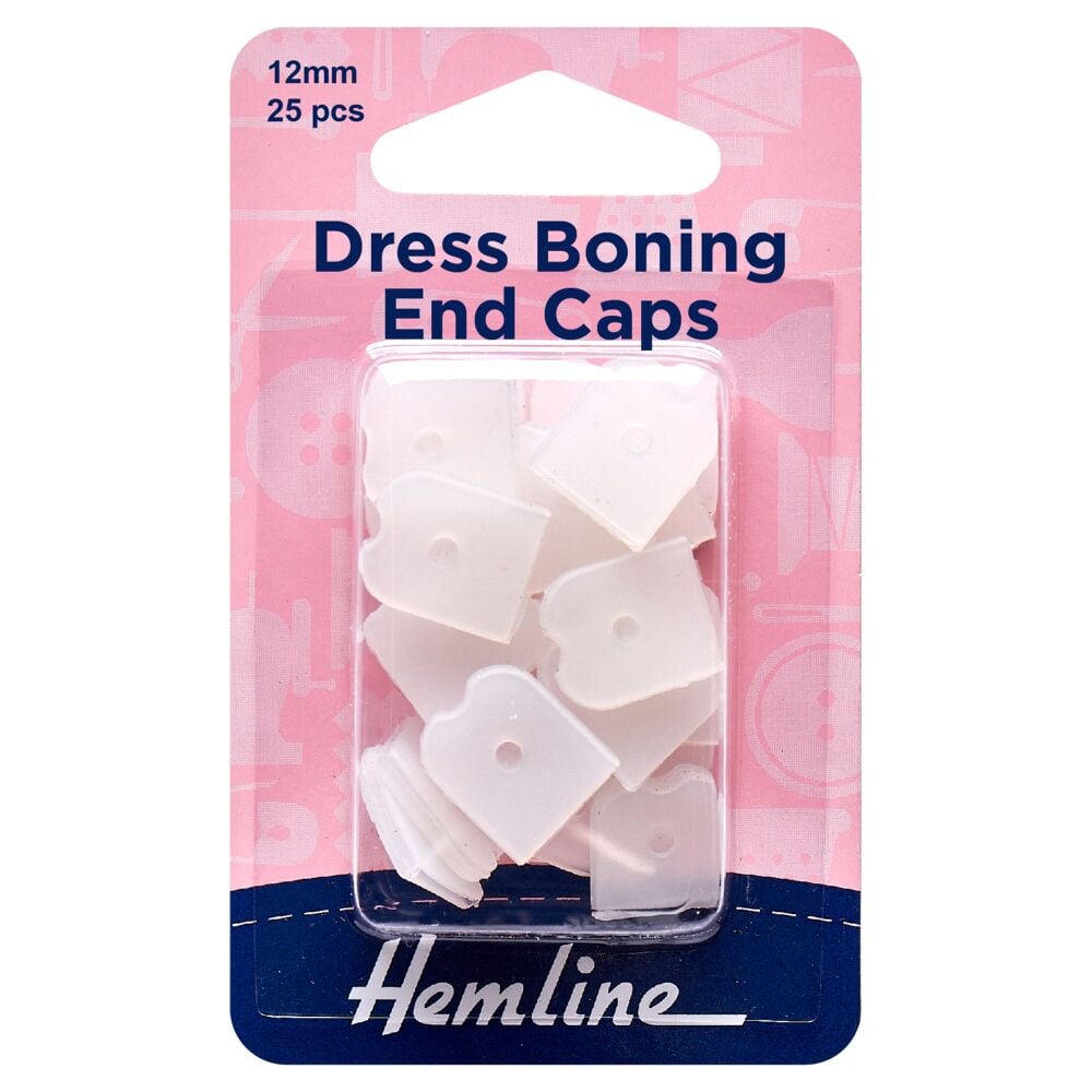 REDUCED TO CLEAR - Dress Boning End Caps - White - 12mm - 25 Pieces - Hemline (H696EC.12)