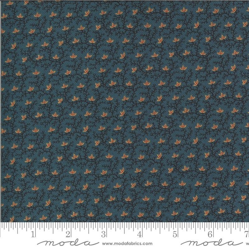 Last Fat Quarter (2 available) - Moda - Yesterday - Branching Vine - 38103 18 (Medium Blue)