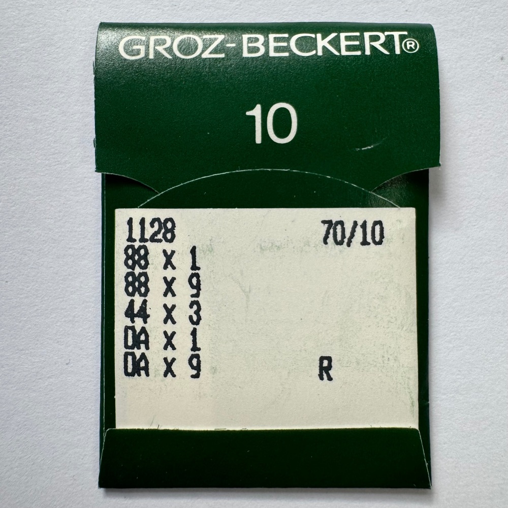 Industrial Machine Needles - Groz-Beckert 1128 / 88X1 / 88X9 / 44X3 / DAX1 / DAX9 - Size 70/10 - R (Regular Round) Point - Pack of 10 Needles