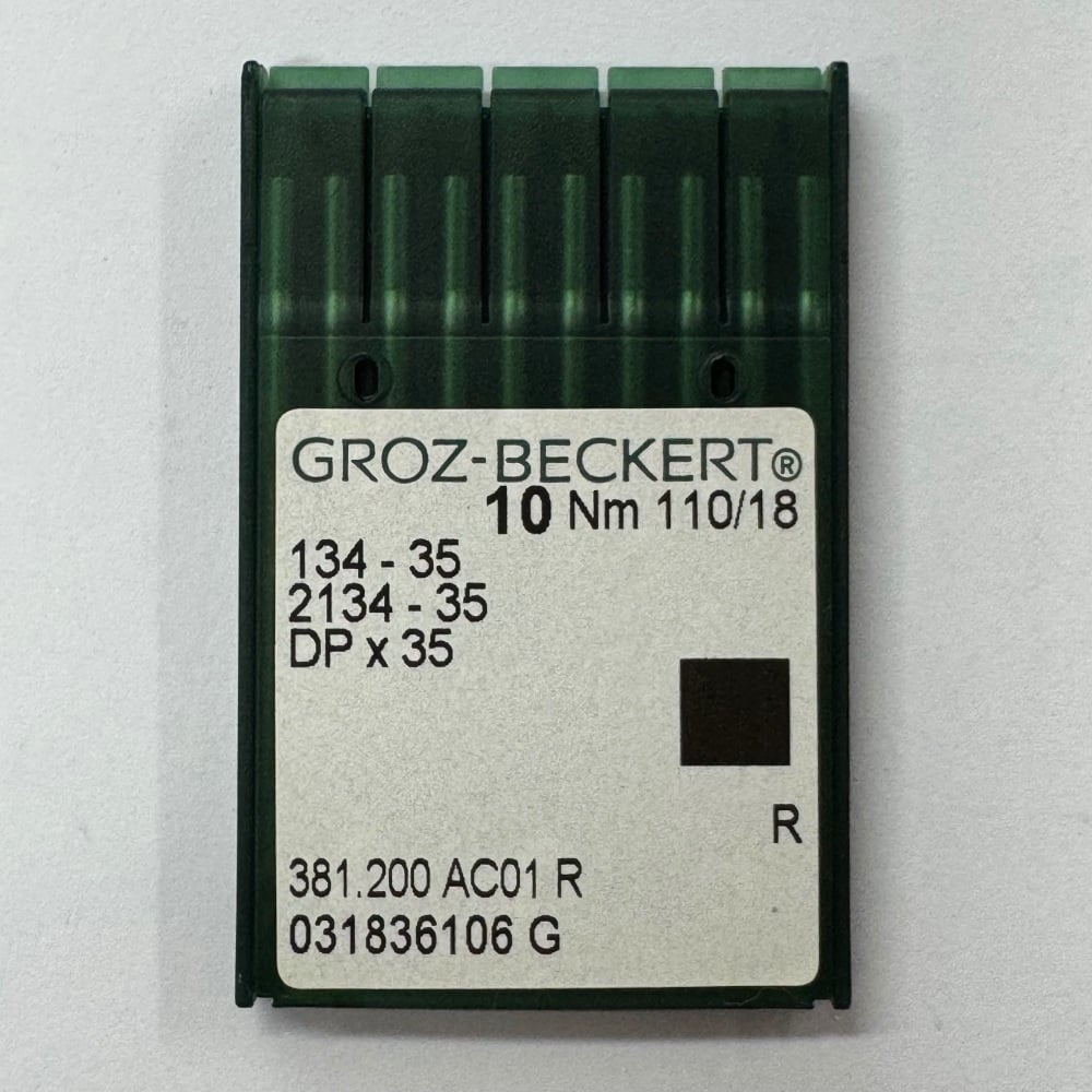 Industrial Machine Needles - Groz-Beckert 134-35 / 2134-35 / DPX35 - Size 110/18 - R (Regular Round) Point - Pack of 10 Needles